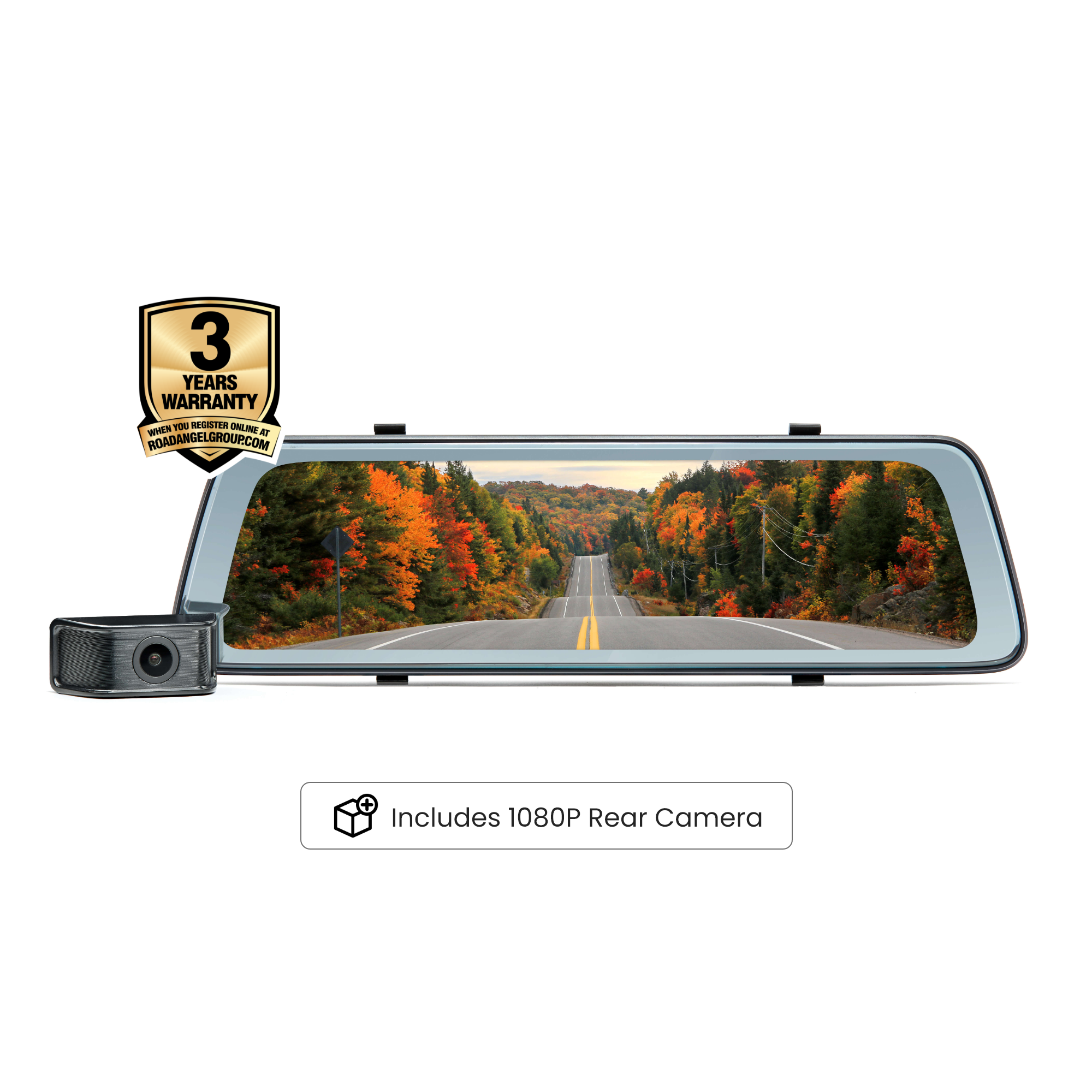 NEW- Road Angel Halo View 2 Rear View Mirror and Dash Cam with 10