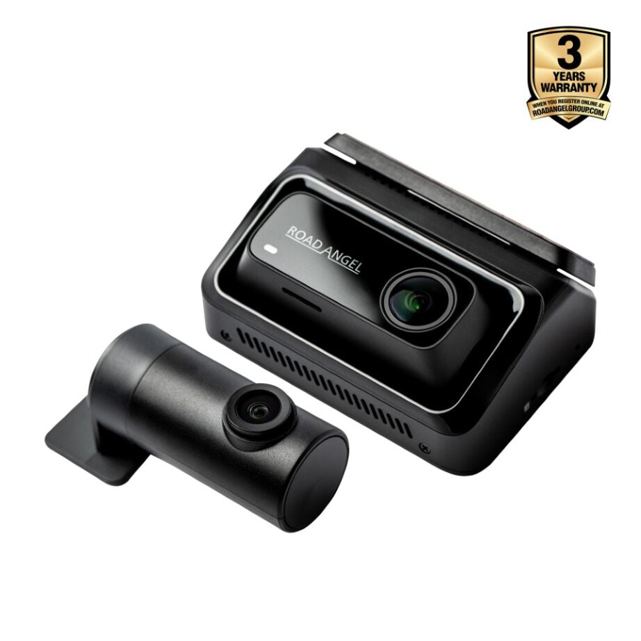 NEW - Road Angel Halo Elite 4K (2160p) & 1K (1080p) Dual Dash Cam With Sony Starvis 2 Enhanced Night Vision Video Technology!- With 64GB SD Card & Hardwiring Kit Bundle